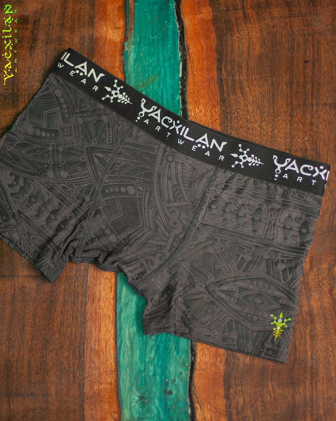 Underwear Men Bamboo Veg Dye Veg Print - Charcoal POPPYFIELDS White Yacxi